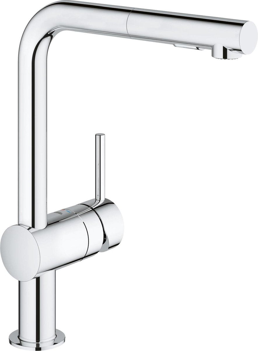 Rubinetto cucina Grohe Minta - bocca alta a L girevole - con doccetta estraibile - cromo