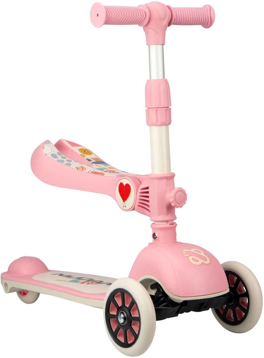 Tri-scooter Nijdam - bambini - con sedile rimovibile - pilota celeste - rosa
