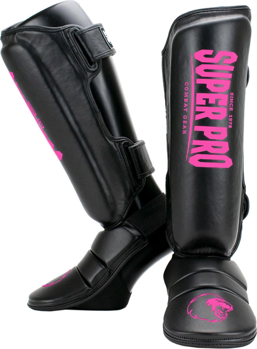 Super pro combat gear scheenbeschermer protector zwart roze large