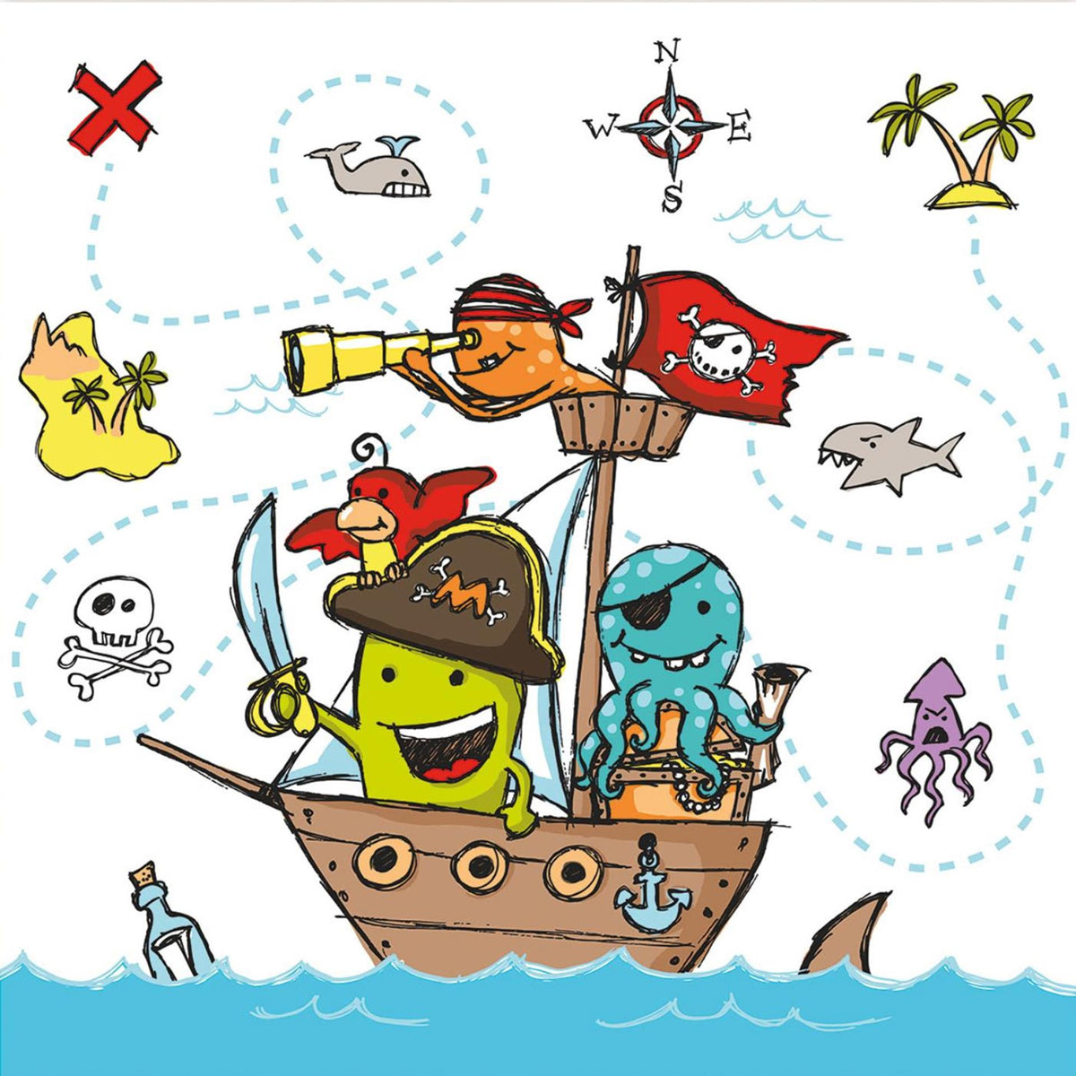 Papstar servilletas tripulación pirata 3 capas 33x33cm