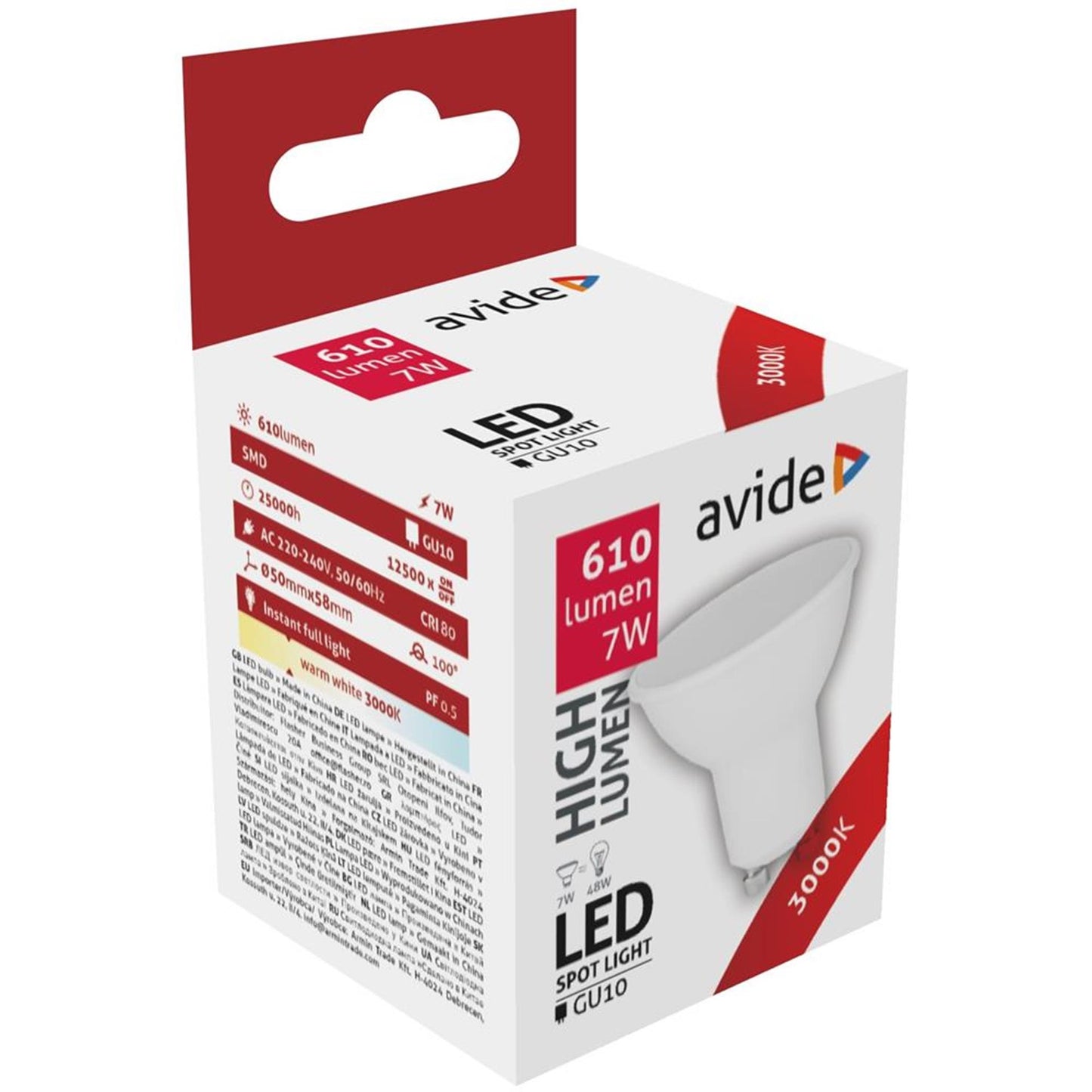 Avide faretto LED gu10 alluminio+plastica 7w