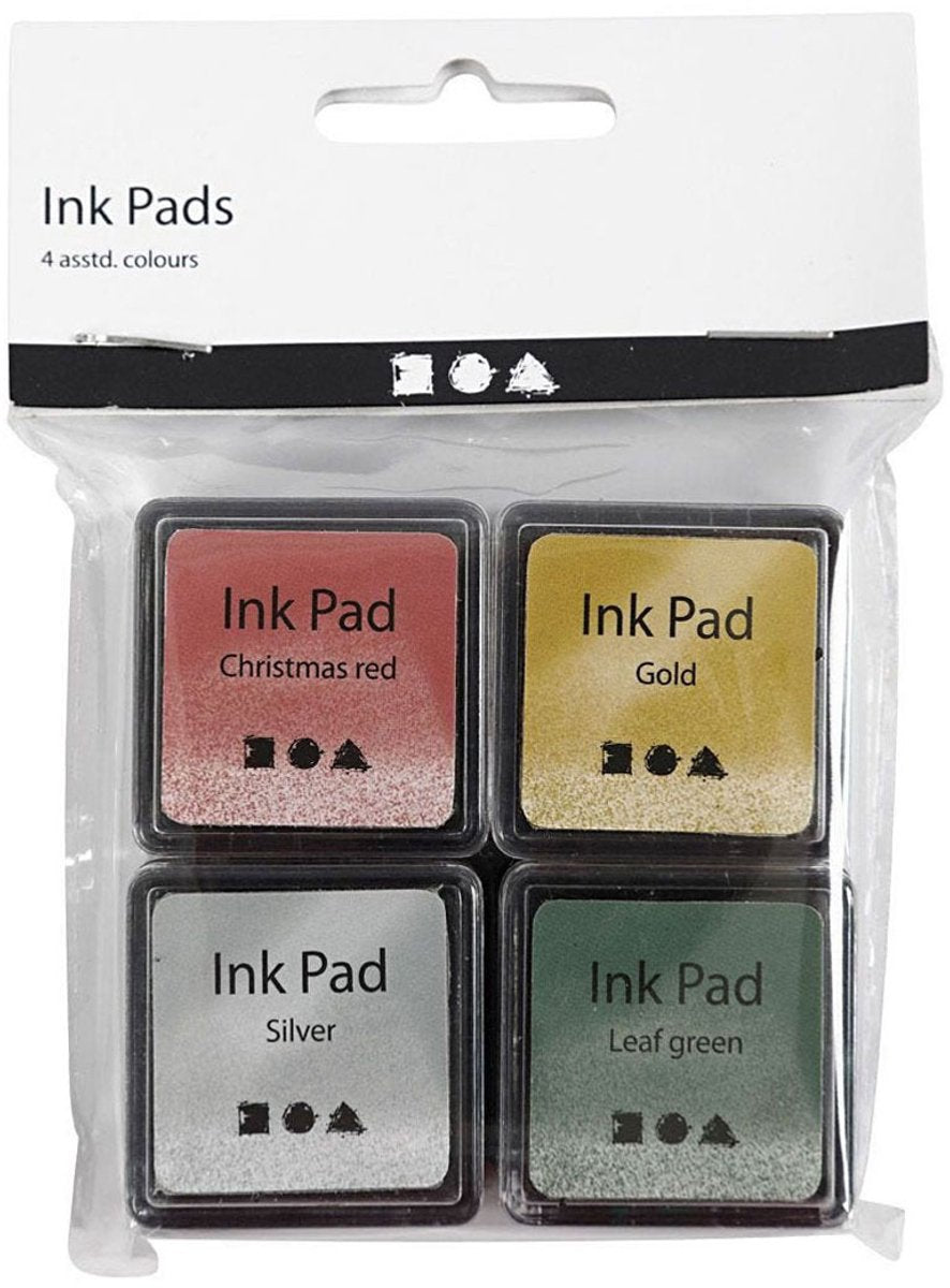 Inchiostro per timbri Creativ Company Oro Verde Lime Natale Rosso Argento, 4 pz.