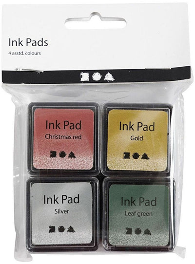 Inchiostro per timbri Creativ Company Oro Verde Lime Natale Rosso Argento, 4 pz.