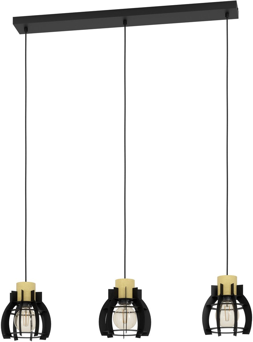 Eglo stillington 1 hanglamp - e27 - 88 cm - zwart|bruin - hout|staal
