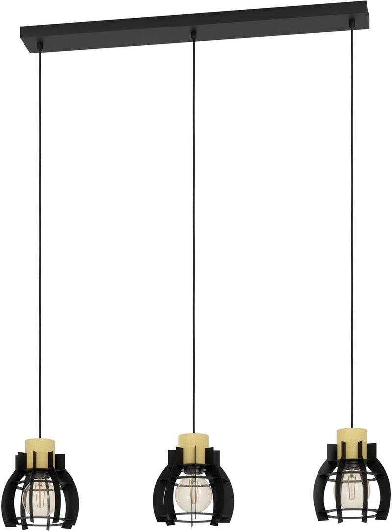 Eglo stillington 1 hanglamp - e27 - 88 cm - zwart|bruin - hout|staal