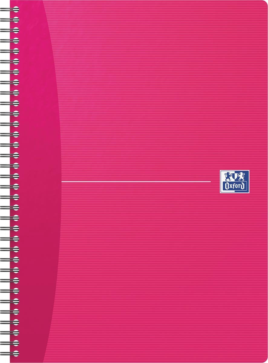 Oxford office essentials spiraalschrift, 180 bladzijden, ft a4, geruit 5 mm, geassorteerde kleuren 5 stuks