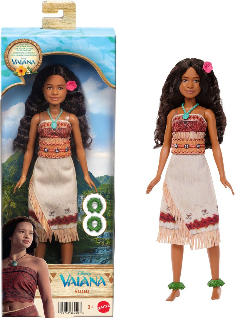 Bambola Disney Vaiana con completo da indossare e togliere e 5 accessori, ispirata a un film live-action