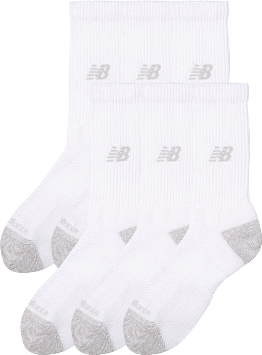 New balance active crew sock 6 pack unisex sports socks - white
