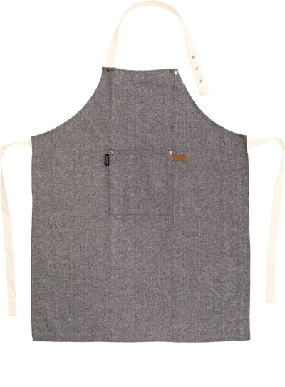 Tiseco home studio - delantal de cocina sherlock fishbone - 50% poliéster-50% algodón - ajustable en el cuello, amplio bolsillo frontal, presilla para colgar - 68x85 cm - blanco y negro