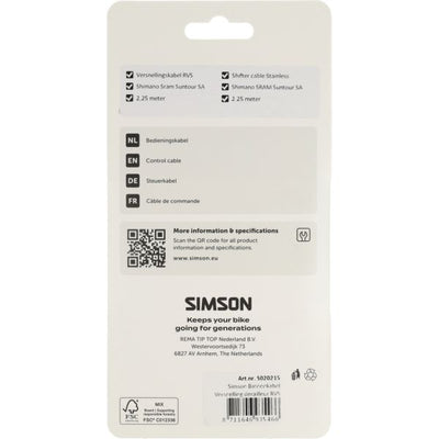 Desviador cable interior simson gear acero inoxidable