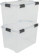 Iris airtight opbergbox - 70l - kunststof - transparant zwart - set van 2