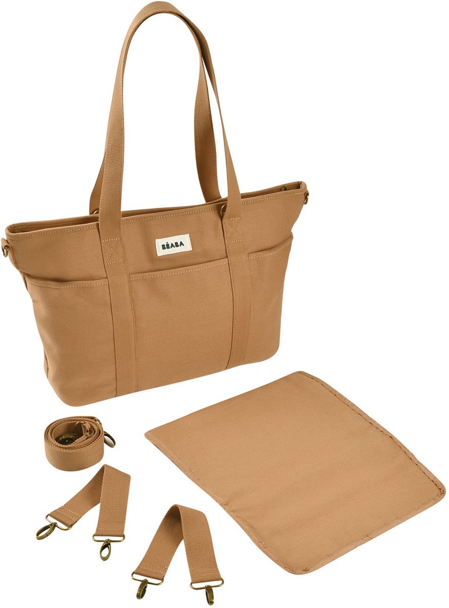 Borsa per pannolini Béaba madrid - borsa per allattamento con 11 scomparti - incluso scomparto isotermico per fasciatoio - borsa tote da 22 litri - beige