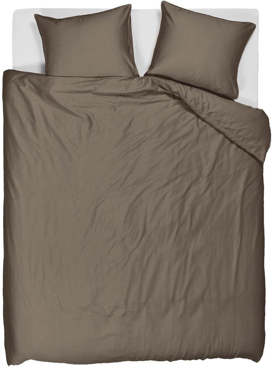 Funda nórdica con cambio de ropa de cama - liso - camas gemelas - 240x200 220 - taupe
