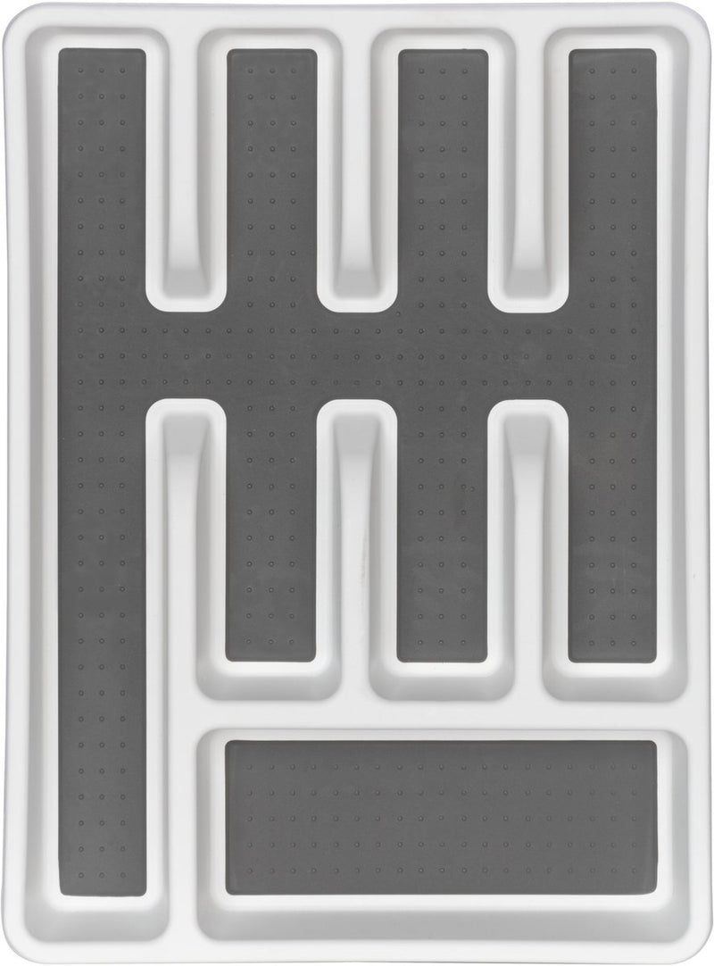 Wenko portaposate antiscivolo 5 scomparti in plastica bianca e grigia 26,5x36,5cm antiscivolo - cassetto portaposate - portaposate - cassetto portaposate - organizer per posate