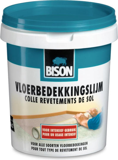 Adesivo per pavimenti Bison barattolo da 1 kg, adesivo pronto, incollaggio permanente, adatto per rivestimenti di pavimenti, moquette, riscaldamento a pavimento