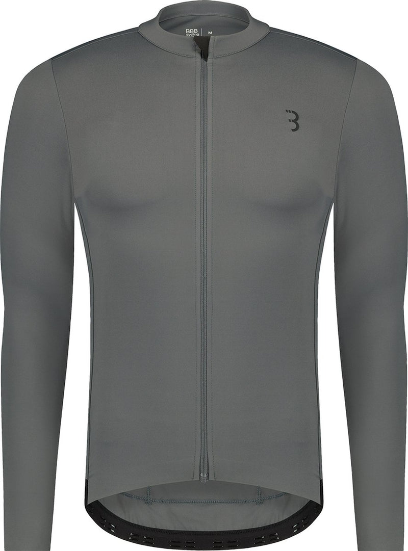 Bbb Cycling essence ls - camiseta de ciclismo de manga larga para hombre - 10-15 °c - camiseta de ciclismo y MTB transpirable con 3 bolsillos traseros - gris oscuro