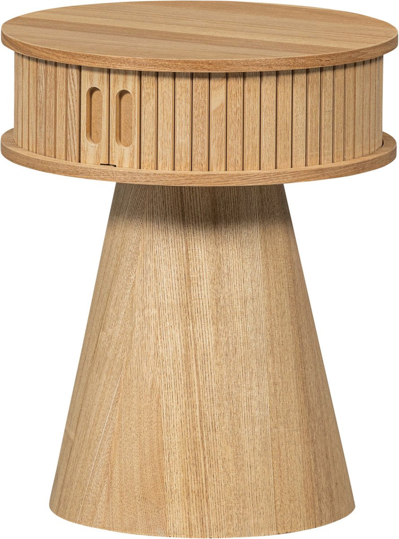 Comodino Karri Woood rotondo - legno - naturale - 46x38x38