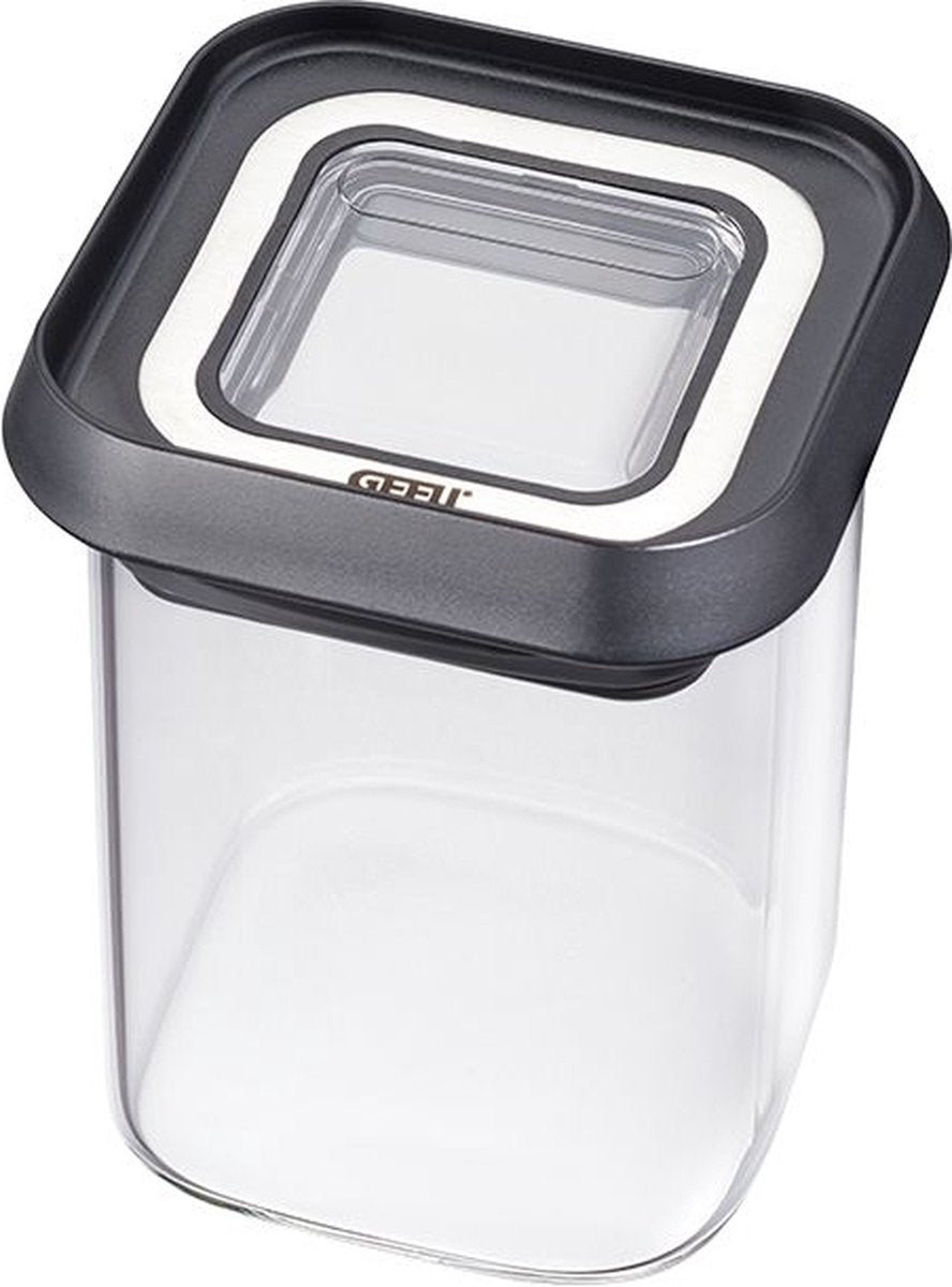 Tarro Gefu para despensa de 180 ml – vidrio de acero inoxidable – hermético – para hierbas y especias