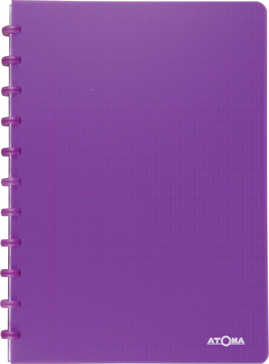 Atoma - quaderno trendy - a4 - 144 pagine - commerciale a quadretti - viola trasparente