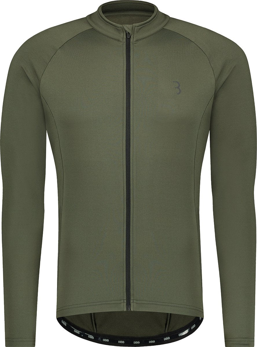 Maglia da ciclismo a maniche lunghe Bbb Cycling Transition per uomo e donna - 10-15 °C - Maglia da mtb e da ciclismo con 3 tasche posteriori - Verde oliva