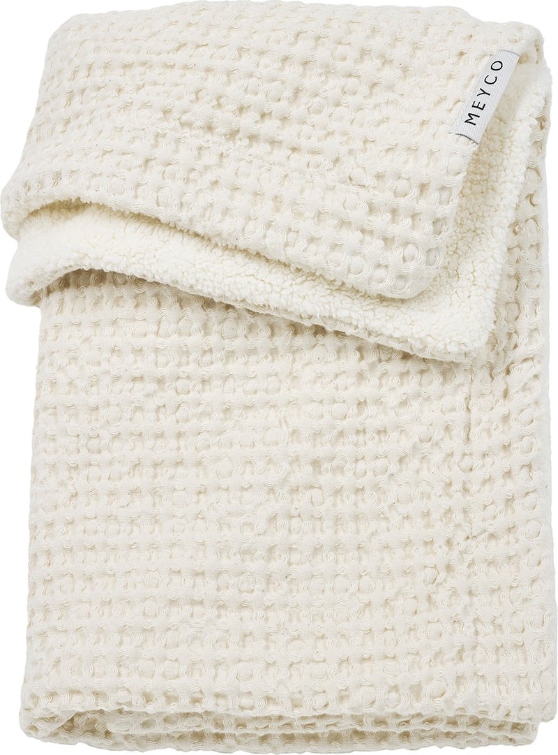 Meyco baby wafel teddy ledikant deken - nature - 100x150cm - 2.0 tog