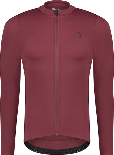 Bbb cycling essence ls - fietsshirt heren lange mouwen - 10-15 °c - ademend mtb en wielrenshirt met 3 achterzakken - donker rood