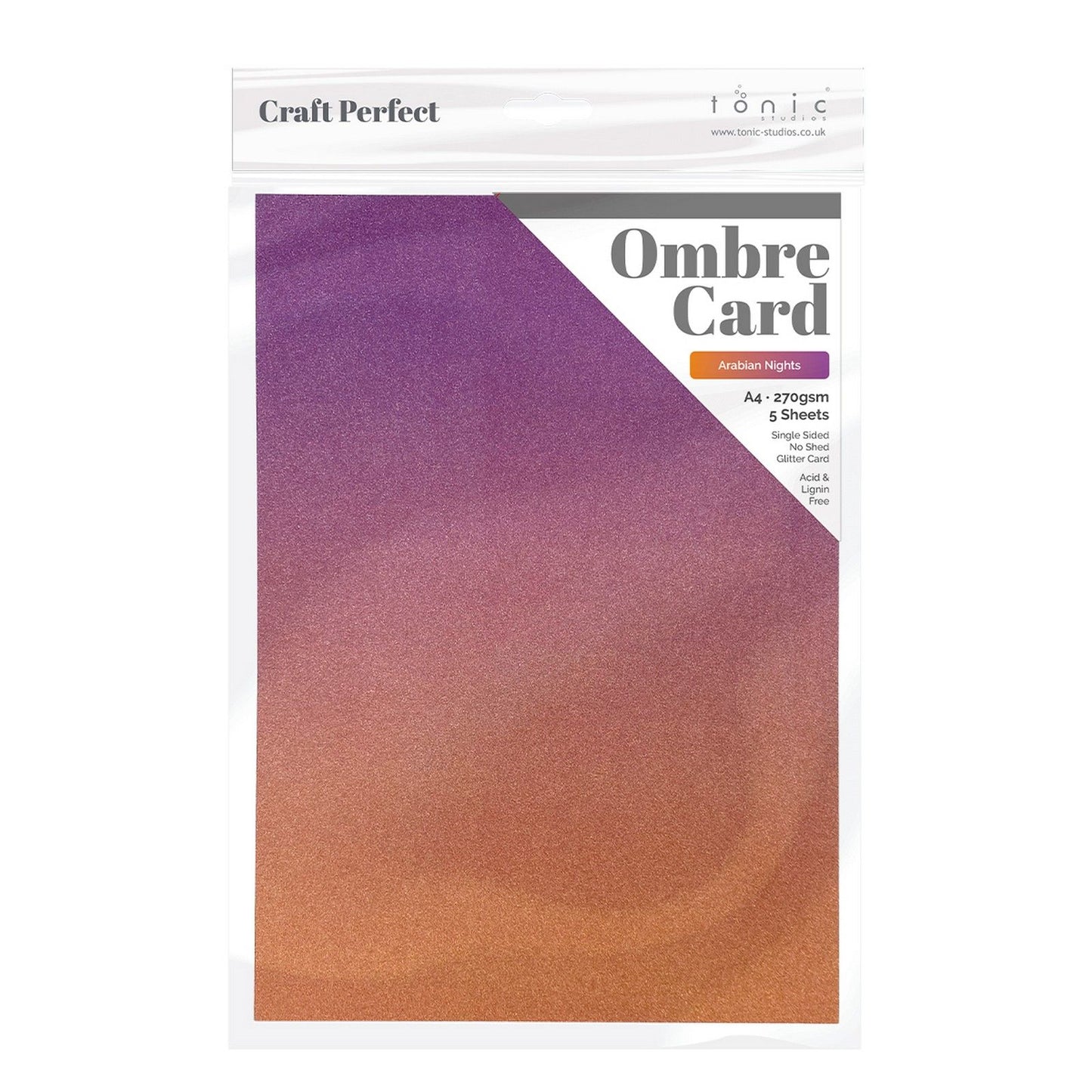 Craft Perfect di Tonic Studios Craft Perfect • cartoncino glitterato A4 250g ombre arabe notti 5 pezzi