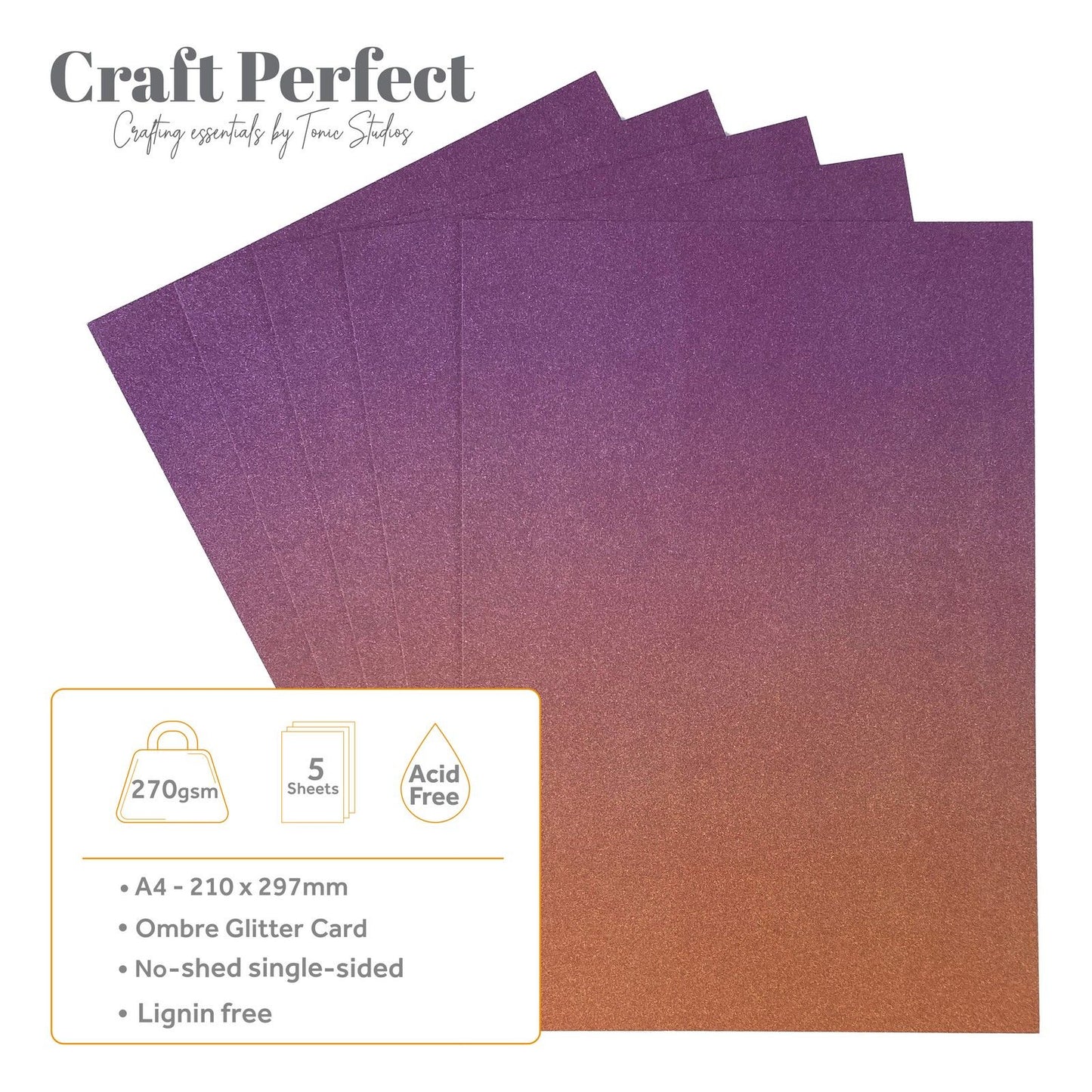 Craft Perfect di Tonic Studios Craft Perfect • cartoncino glitterato A4 250g ombre arabe notti 5 pezzi