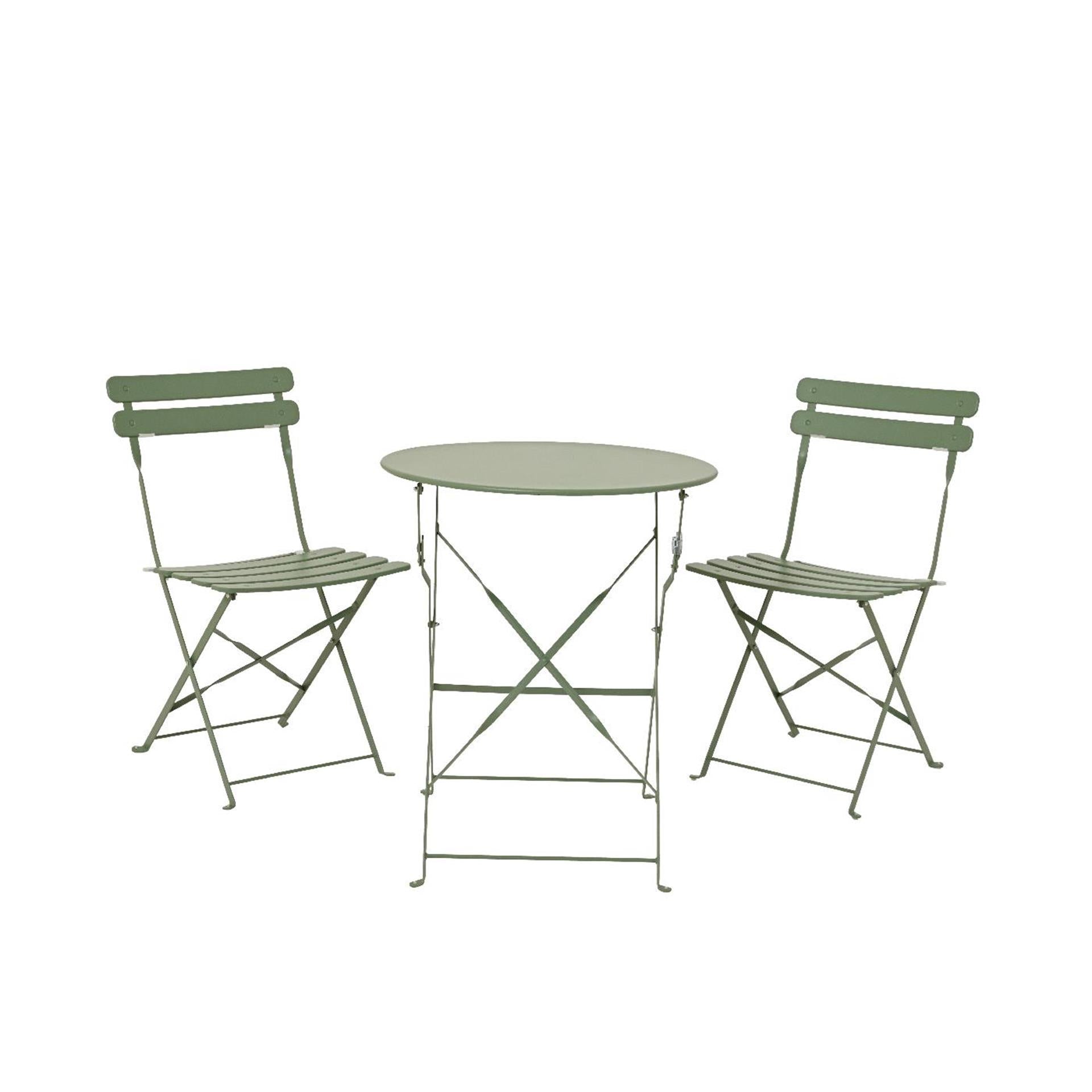 Conjunto de bistró Decoris verde acero ø60xh71cm