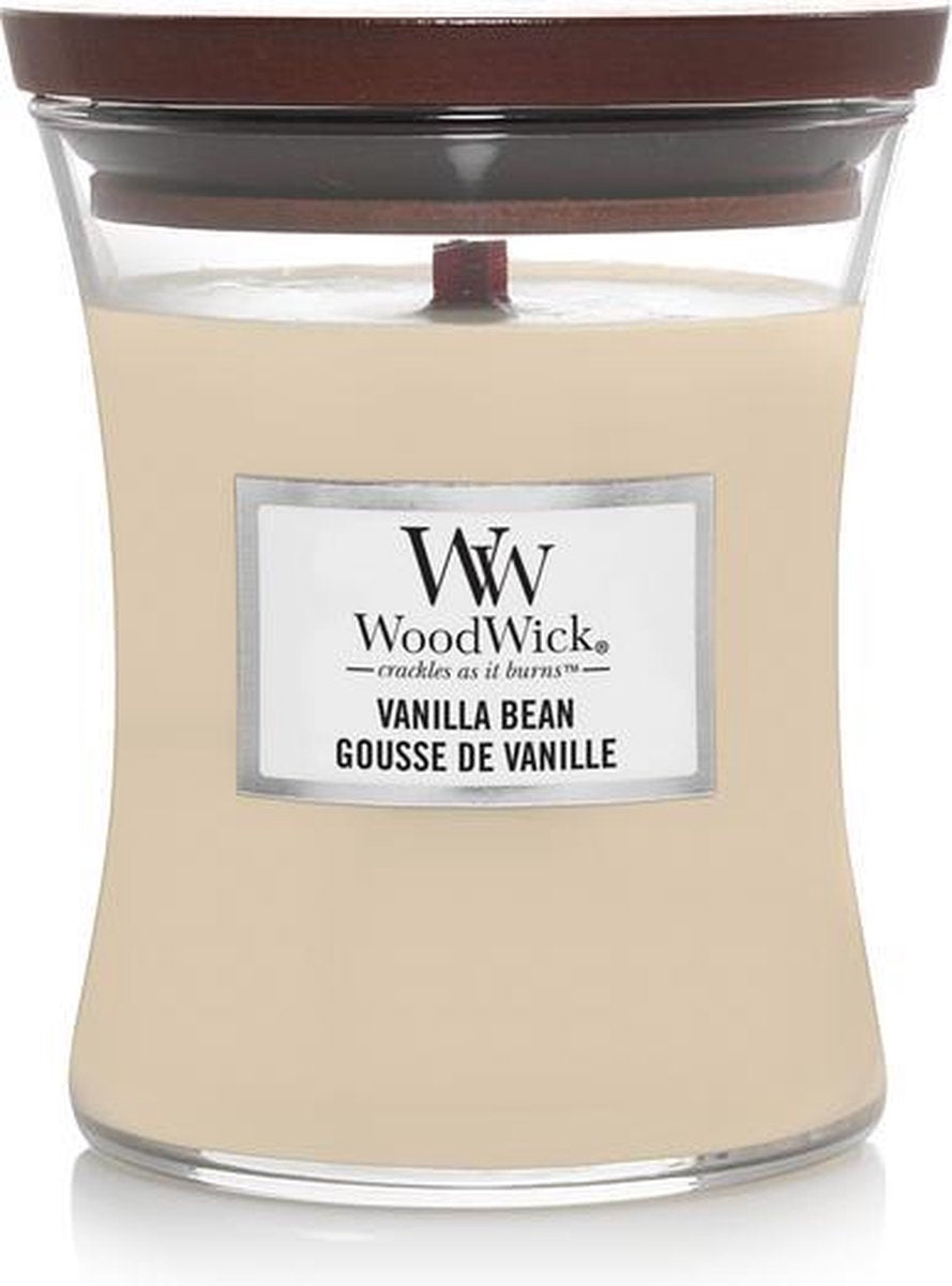 Woodwick hourglass medium scented candle - vanilla bean - 60 burning hours