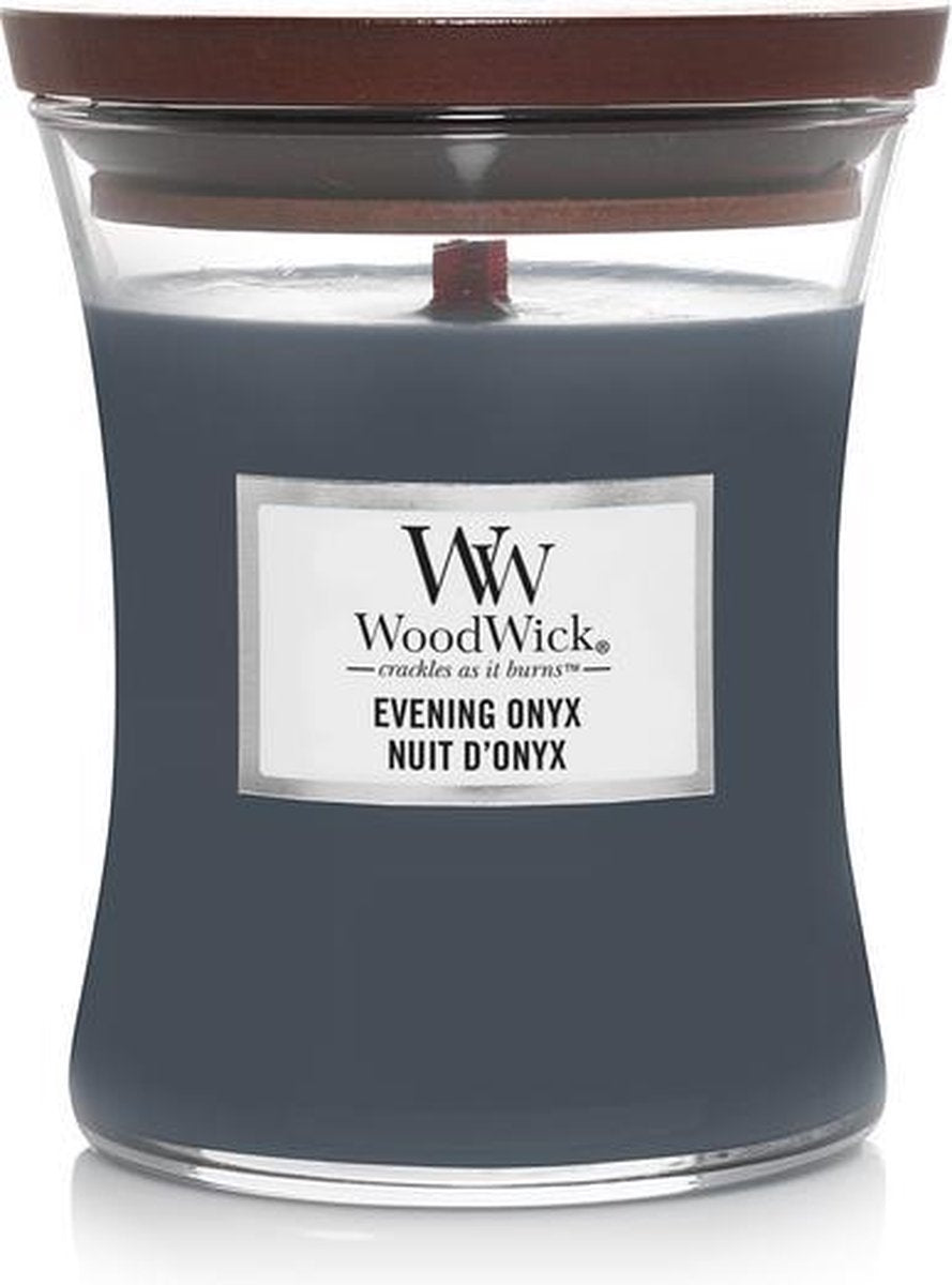 Candela Woodwick a clessidra media profumata - onice da sera - 60 ore di combustione