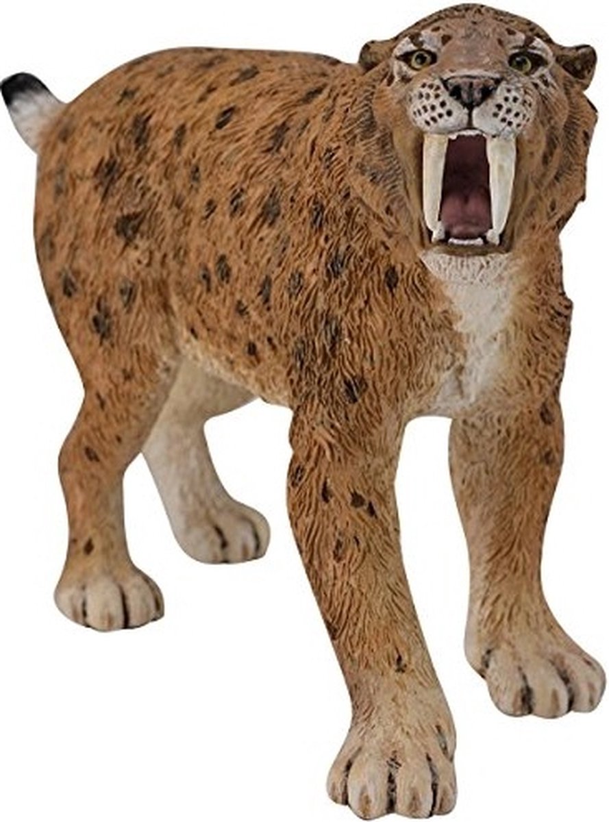 Statuetta Collecta - tigre dai denti a sciabola - (xl) - preistoria - dipinta a mano - miniatura