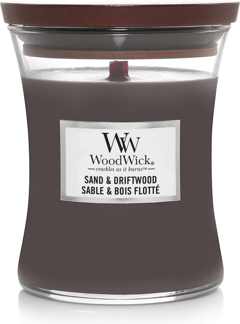 Woodwick hourglass medium geurkaars - sand driftwood - 60 branduren