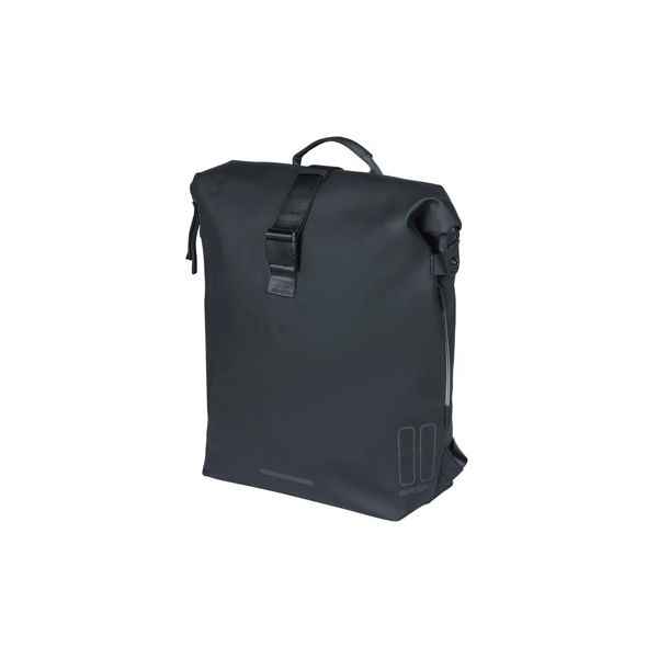 Basil Soho Nordlicht Bicycle Mochila - Mochila moderna negra con iluminación LED para bicicleta eléctrica para hombres para mujeres - impermeable - 17L - negro