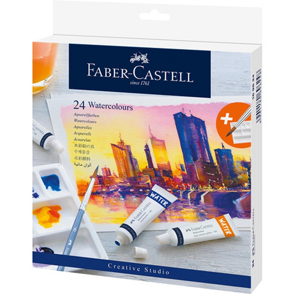 Faber Castell Faber Castell FC-169624 Pintura de acuario 24 Tubos + Paleta de mezcla y cepillo