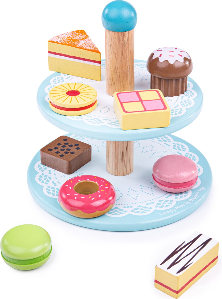 Bigjigs Wooden Etagere with cakes