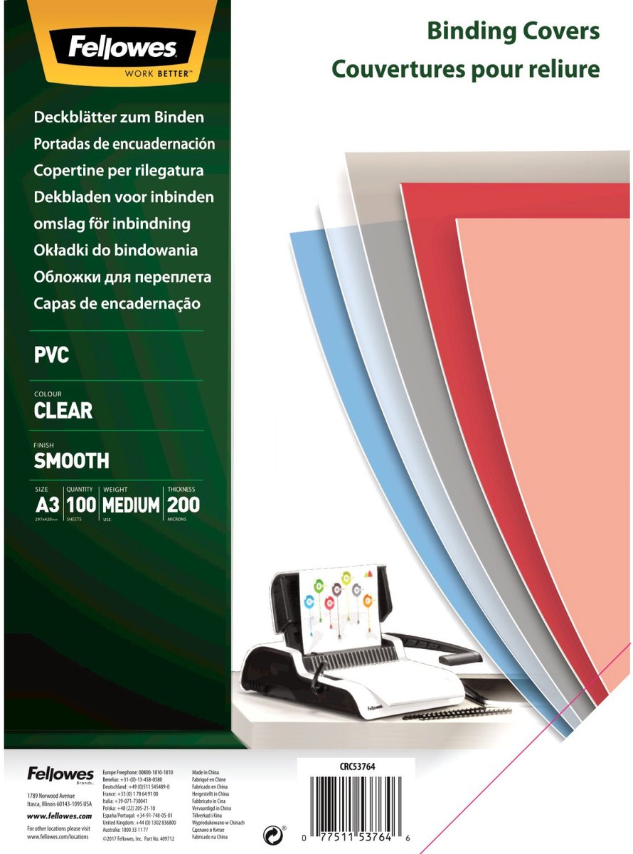 Pack 100 tapa encuadernación transparente 53764 compañeros pvc