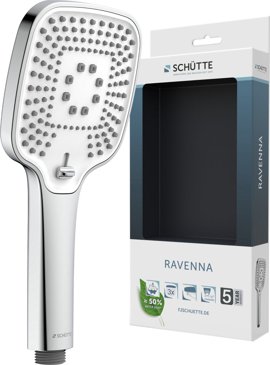 Schütte ravenna handdouche - douchekop vierkant - chroom wit