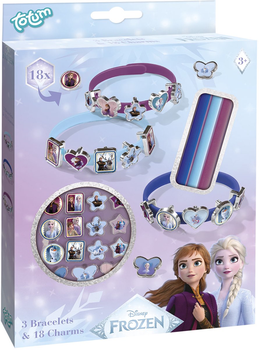 Realizza braccialetti con cursore Totum Disney Frozen 3 con 18 ciondoli - giocattoli artigianali per ragazze dai 3 anni - consiglio regalo Olaf - Anna - principessa Elsa