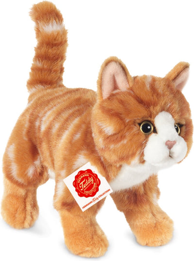 Teddy hermann hermann teddy stuffed animal cat cat - soft plush fabric - premium quality cuddly toys - red orange - 20 cm