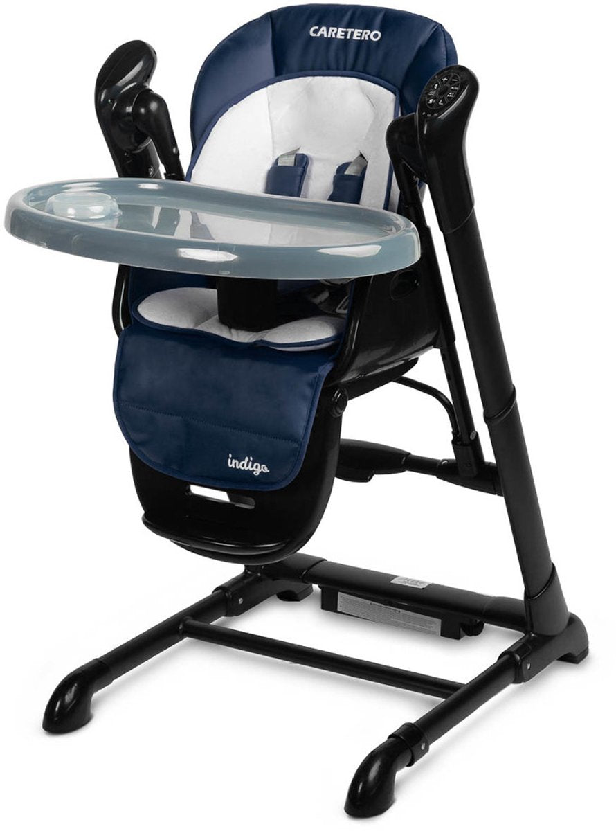 Indigo black serie - kinderstoel en babyschommel - zwart frame - 2 in 1 - pcv bekleding