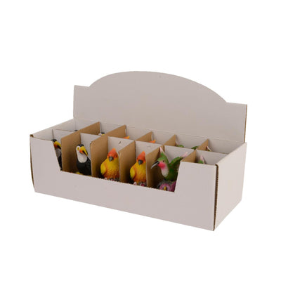 Decoris figure bird on rock sensor polyresin 7x6x11cm 3 assorted