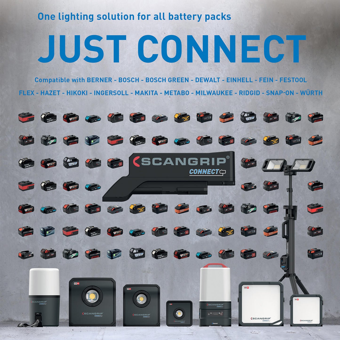 Adattatore connettore Scangrip adattatore batteria 18v makit per luci da lavoro