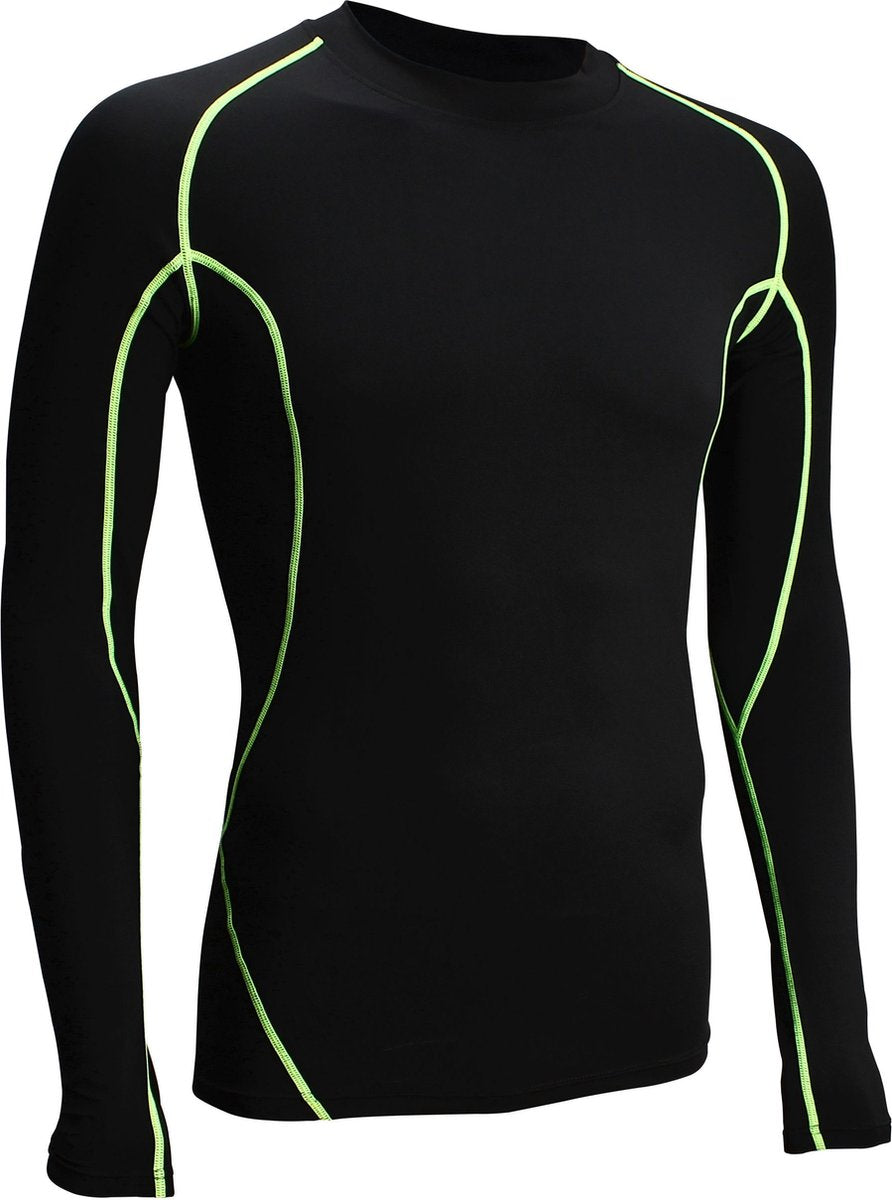 Avento compressieshirt - lange mouw - mannen - zwart geel - maat l