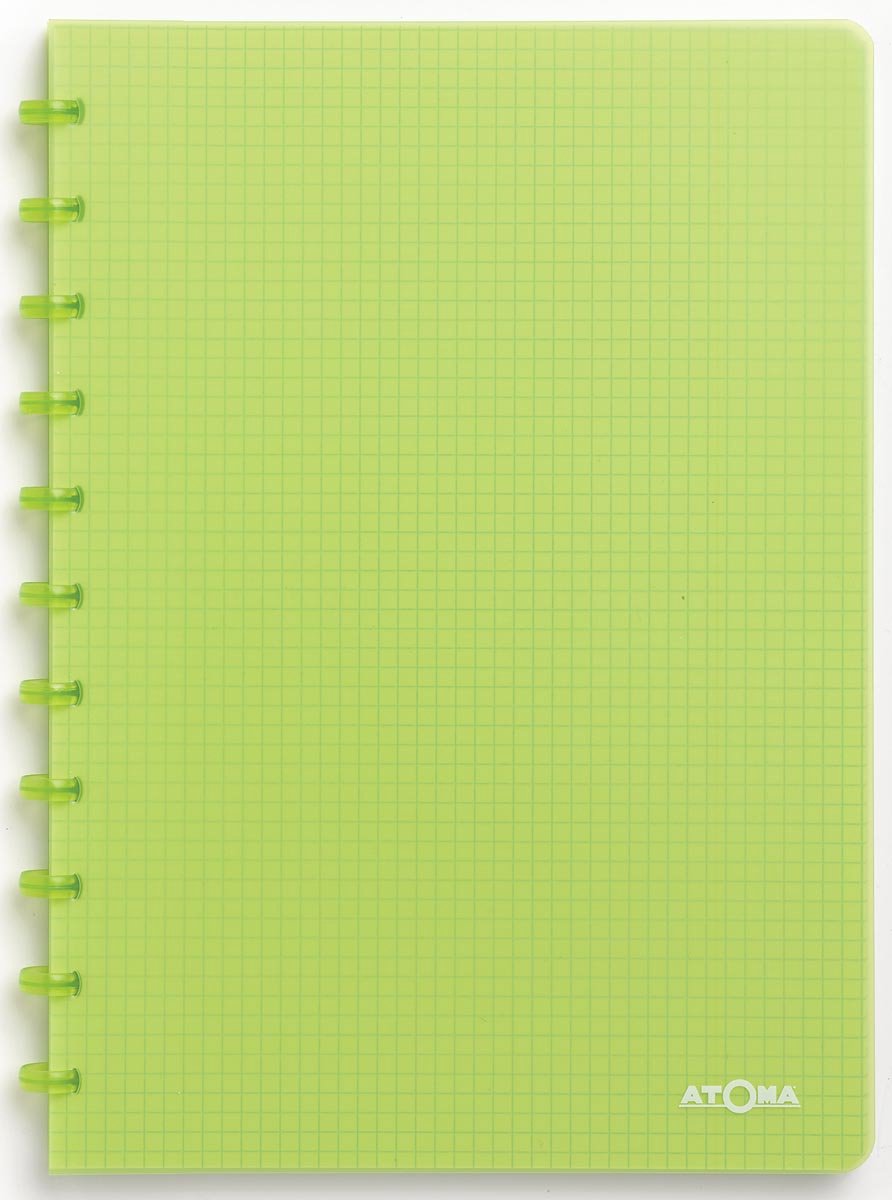 Quaderno trendy Atoma - A4 - 144 pagine - quadretti 5 mm - verde trasparente - 1 pezzo