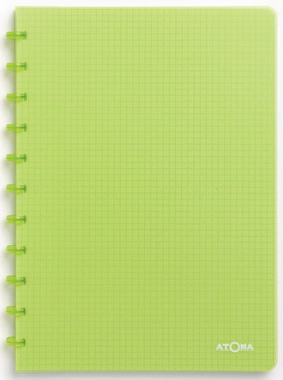 Cuaderno de moda Atoma - A4 - 144 páginas - Cuadros 5 mm - Verde transparente - 1 unidad