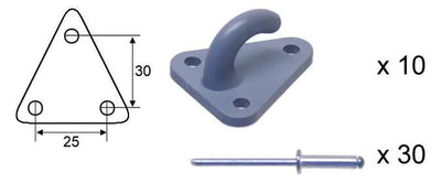 Ganci per fissaggio teloni Valeryd 10pz. F. rete di copertura c. rivetto pop