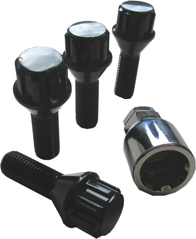 Autostyling seehase velgenslot-set rim locks set black cone 60, m12x1.5x29 mm