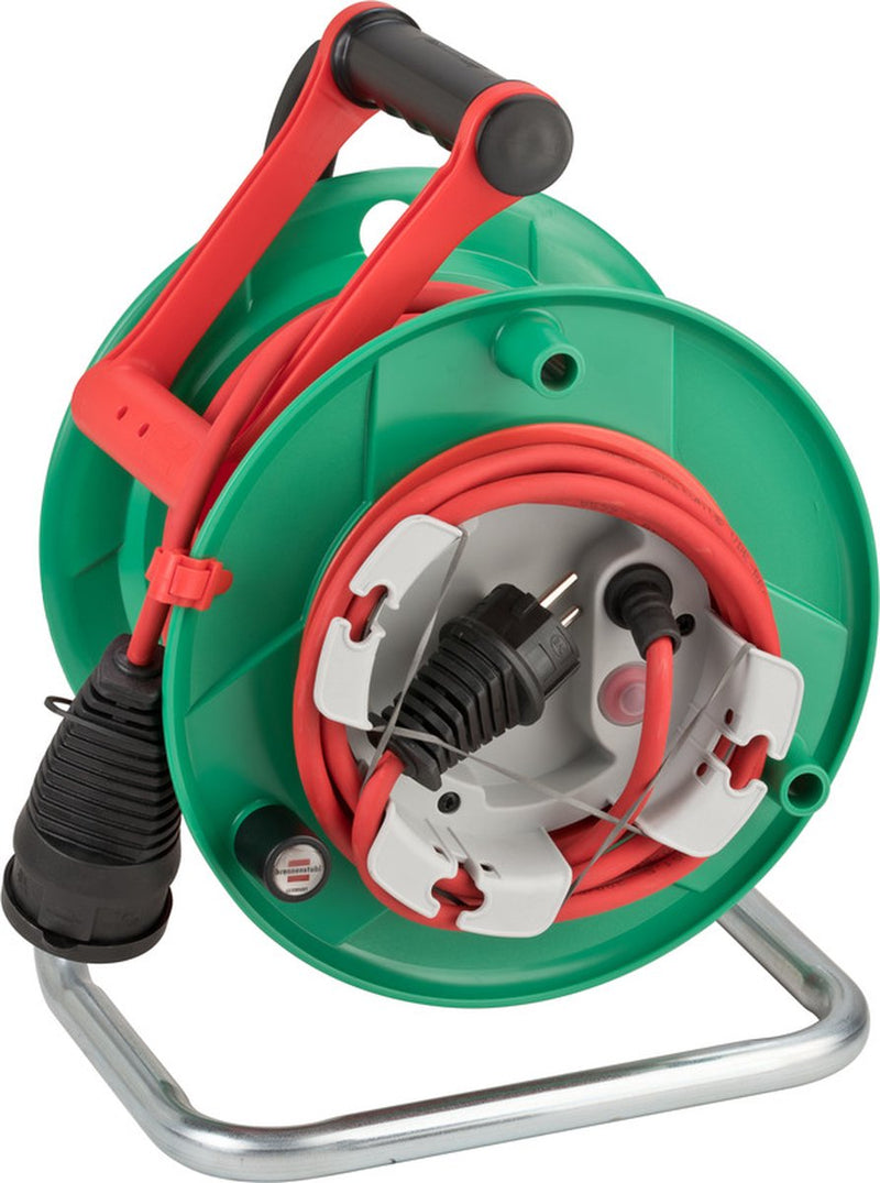 Brennerstuhl garant g bretec ip44 avvolgicavo (avvolgicavo da esterno per il giardino con cavo da 23+2 m in rosso, plastica speciale, uso esterno a breve termine, made in Germany)