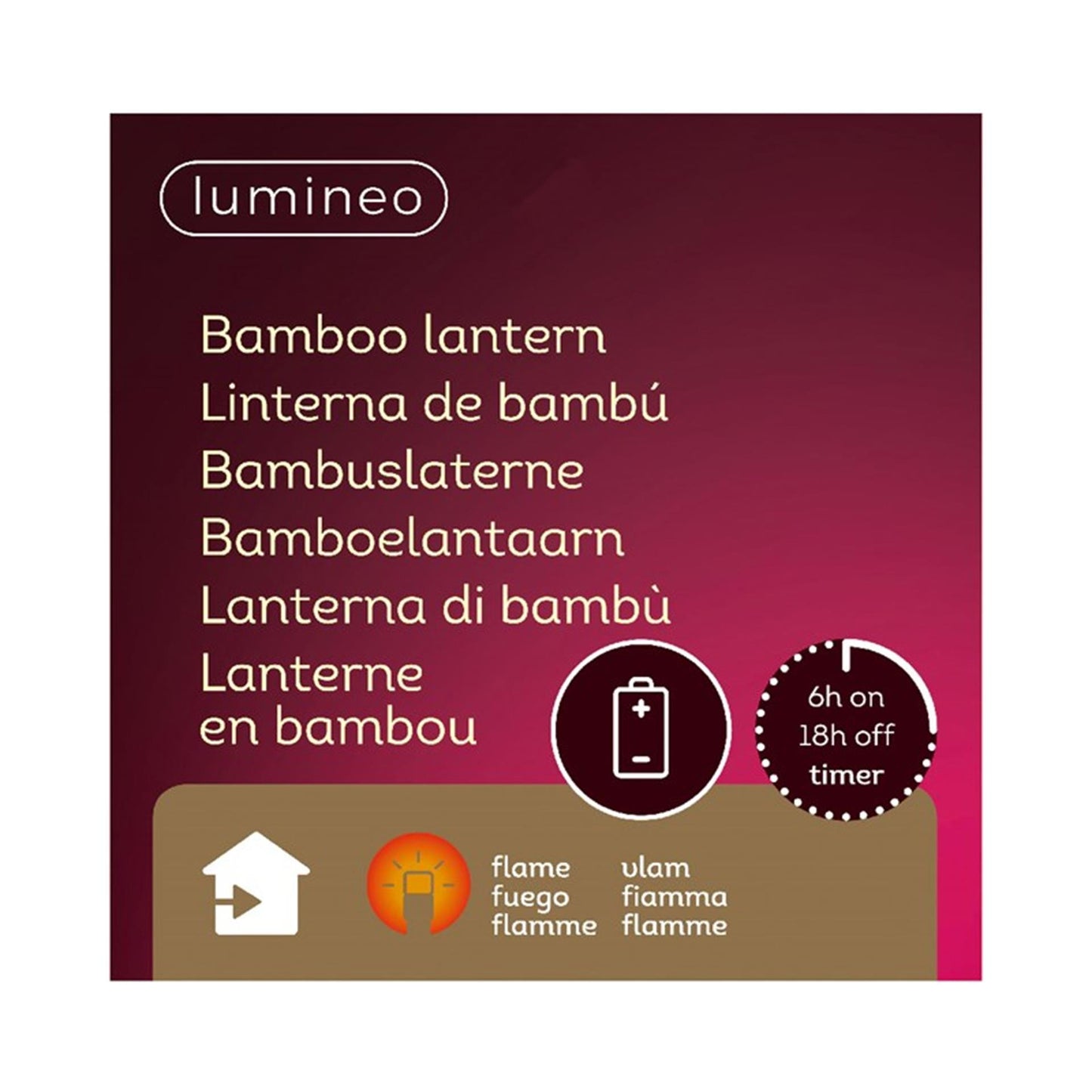 Decoris lanterna LED bambù 25x25x27,5cm